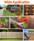 Collage showing planting applications of 4X24 Inch Auger Drill Bit For Planting Heavy Duty Garden Post Hole Digger in gardens and yards.