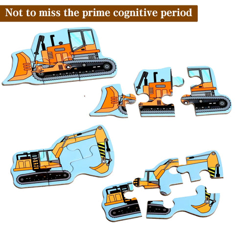 Travel Ready Magnetic Puzzles For Toddlers Ages 1 To 3 And 2 To 4, Excavator Refrigerator Magnets Set for Road Trips pieces