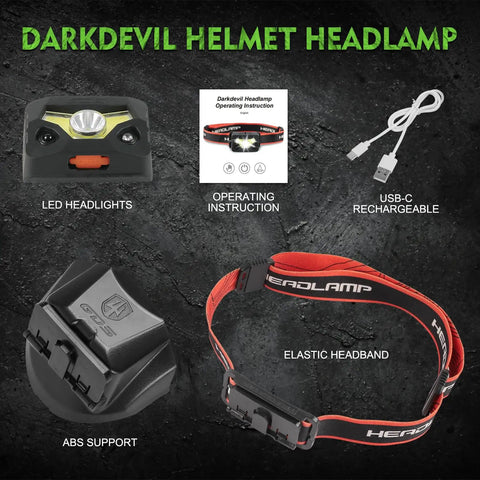 Rechargeable LED Headlamp Replacement Light with accessories for matrix full brim hard hat
