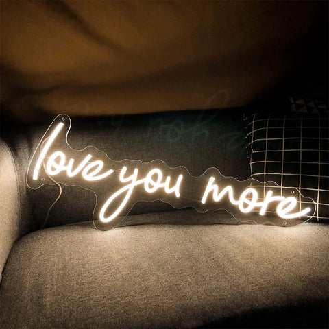 Neon Sign In Transparent Acrylic, Dimmable LED Wall Light That Turns Any Room Into A Cozy Vibe, Indoor Decor, 'love you more' text