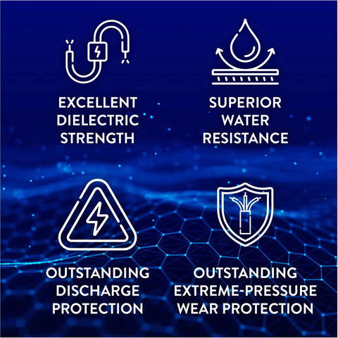 Infographic highlighting features of Waterproof Dielectric Silicone Grease for Electrical Connectors, including dielectric strength and water resistance.