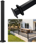 Aluminum Deck Railing Post With Screws, Weatherproof Black Textured AAMA 2604 Powder Coat Finish, 45 Inch Stair Post, balcony view