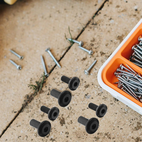 20 Piece Black Iron Socket Design Screws And Nuts Set For DIY Furniture Projects including chairs and tables with easy tightening
