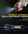 Rechargeable LED Flashlight 20000 Lumens High Power Dual Light Source USB C Fast Charge Compact Handheld in hand