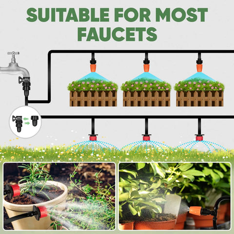 164Ft Drip Irrigation Kit With Quick Connect Valves For Raised Beds Veggie Gardens And Pots Auto Watering System in use