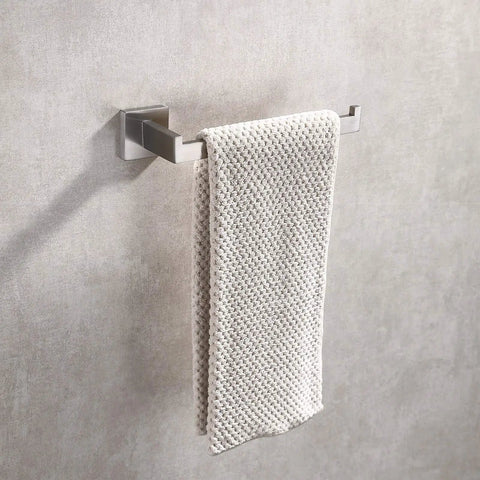 Premium Stainless Steel Hand Towel Holder With Square Open End Design Heavy Duty Built To Last Wall Mounted Towel Bar In Brushed Nickel Finish Rustproof SUS304 Construction For Bathroom And Kitchen Modern Look That Elevates Any Space.