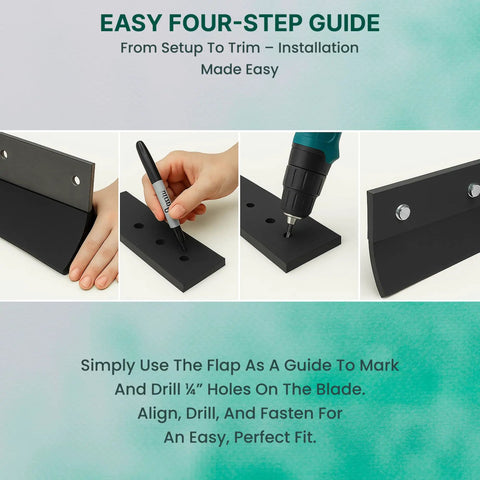 Installation guide for Heavy Duty Snow Plow Rubber Cutting Edge 96 By 6 Inches for easy mounting on pickup trucks and tractors.