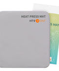HTVRONT heat press mat, 15x15 inches, gray double-sided pad for heat press machines.