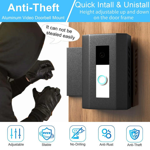 All Metal Anti Theft Doorbell Mount No Drill Needed Sturdy Bracket Protects Your Doorbell From Theft Motion Sensor Compatible With Ring And Other Video Doorbells For Home Rentals Office And Apartment Use