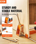 Close-up of a CNC machined aluminum body pocket hole jig kit with stainless steel extension rod, 34 Piece Pocket Hole Jig Kit With Toolbox Adjustable Versatile Pocket Hole Jig Set Featuring 11 Inch C Clamp Fixtures Step Drills Wrenches Drill Stop Rings Square Drive Bits Pro Grade Tool Kit Gift For Him.