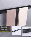 Matte Black 2 Piece Bathroom Hardware Set with 24 Inch Towel Bar and Towel Ring, SUS 304 Stainless Steel, Wall Mounted