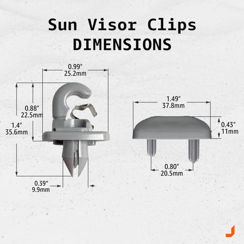 2 Pack Sun Visor Clips For Audi A1 A3 A4 A5 Q3 Q5 TT Gray Sunscreen Holder Hooks Replaces 8U0857562A 8E0857562 dimensions
