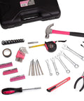 148 Piece General Household Tool Set With Pink Plastic Toolbox Storage Case For DIY Home Repairs And Craft Projects Includes Durable Heat Treated Hand Tools