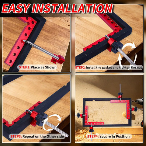 Rock Solid 4 Piece 90 Degree Corner Clamps For Woodworking Heavy Duty Aluminum Right Angle Tool Set Rust Proof Precision Alignment Badass Shop Gear Built Tough Sweet Cabinet Joinery Results