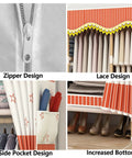 Gotta Love This Portable Canvas Wardrobe Folding Storage Organizer With Steel Rod Breathable Fabric Clothes Closet features zipper, lace, side pocket, and increased bottom designs.