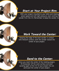 Pro Grade Bowl Sander Tool Kit in use with woodturning lathe, showing sanding process from rim to center of wooden bowl