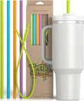 Extra Long 12 Inch Silicone Reusable Straws For Tall Size Tumblers With Included Cleaning Tool BPA Free Flexible Straws Pack