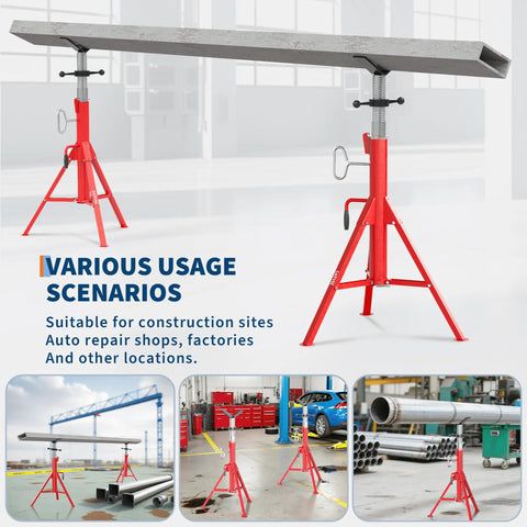 Built Tough Workhorse V Head Pipe Jack Stand Adjustable From 28 To 52 Inches Fits Half To 12 Inch Pipes Heavy Duty Carbon Steel Weld Support For Crews