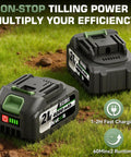 Powerful Cordless Garden Tiller Cultivator With 20V Battery No Gas 360RPM Electric Rototiller Twin 4Ah Packs on grass
