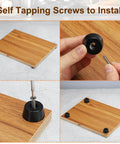 4 Pack Round Rubber Cutting Board Feet Non Slip Bumpers With Stainless Steel Screws installation process shown