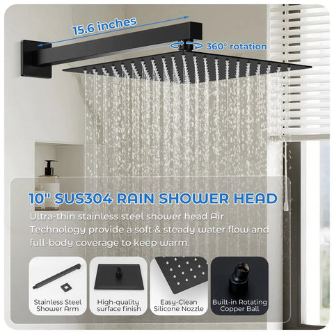Top Tier 10 Inch Rainfall Shower System Featuring A Slick Handheld Wand And Ultra Smooth Single Lever Handle In Sharp Matte Black Coating For Zero Fuss Bathroom Refresh And Killer Water Flow