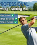 Man using Adjustable Weight Golf Swing Trainer With 35g And 50g Weights For Speed Distance And Tempo Carbon Fiber Golf Training Aid.