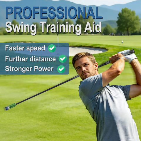 Man using Adjustable Weight Golf Swing Trainer With 35g And 50g Weights For Speed Distance And Tempo Carbon Fiber Golf Training Aid.