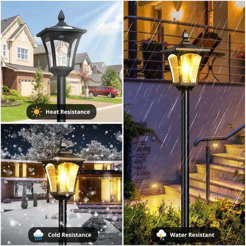 64 Inch Solar Lamp Post With Planter For Garden And Pathway, Waterproof Outdoor Lighting in all weather conditions