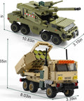 Military Vehicle Building Kit Dual M142 HIMARS And Dana M2 Howitzer Army Truck Models with poseable wheels and movable doors