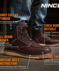 Six Inch Waterproof Moc Toe Steel Toe Work Boots For Men With Full Grain Leather Oil And Slip Resistant EH Protection