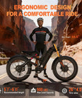 Heavy Duty 5600W Dual Motor Electric Bike For Adults 60V 80Ah Long Range Battery Up To 250 Miles 26X4 Fat Tire Full Suspension Ebike 50Mph with ergonomic design and specifications.