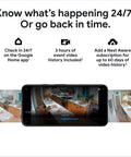 Battery Powered Outdoor Or Indoor Security Cam Second Generation No Subscription Required 1 Pack Smart Person Animal And Vehicle Detection With Real Time App Alerts For Home Surveillance, image showing app interface on phone with video history features and Google Home app integration.