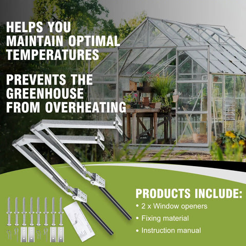 Temperature Activated Automatic Greenhouse Window Opener With Solar Hydraulic Cylinder Opens Up To 18 Inches For Greenhouses Sheds And Cold Frames, Delivers Smart Ventilation And Supports Up To 20 Lbs