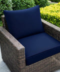 Outdoor Chair Cushions Set For Patio Furniture 22 By 22 Inch Deep Seat Cushion And 22 By 19 Inch Back Pillow with Blue Sunbrella