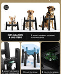 Pawfect Dog Water Dispenser Stand With A Massive 5 Liter Stainless Steel Bowl Crafted For Large Breed Dogs installation steps with adjustable black frame.