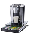 Space Saving K Cup Drawer Organizer With Glass Top Holds 42 Coffee Pods, Keeps Capsules Neatly Stored And Accessible, fits under coffee maker
