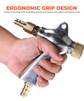 Hand holding Pro Grade Sand Blaster Kit With Aluminum Alloy Body, Sandblasting Gun For Metal And Glass, ergonomic grip design