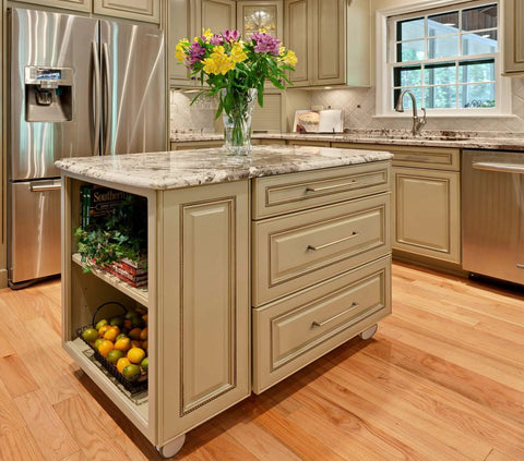 Champagne Bronze Cabinet Pulls With 7.6 Inch Center To Center Spacing Zinc Alloy Modern Handles on kitchen island drawers