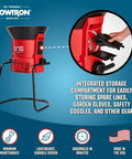 Red Electric Leaf Mulcher And Shredder No More Bagging For Wet And Dry Leaves with storage compartment and freestanding design