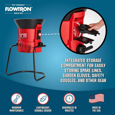 Red Electric Leaf Mulcher And Shredder No More Bagging For Wet And Dry Leaves with storage compartment and freestanding design