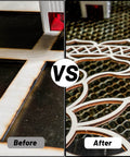 Comparison of cuts on Beefy Honeycomb Laser Bed Working Table 530x850mm before and after installation, showing improved precision.