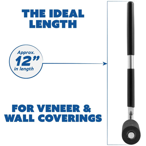 Heavy Duty Pro Grade J Roller with thick rubber roller, 12 inch length for veneer laminate wall coverings and edge banding