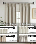 Heavy Duty Curtain Rod For Sliding Glass Door Adjustable 34 To 93 Inches 1 Inch Diameter Matte Black Finials Indoors