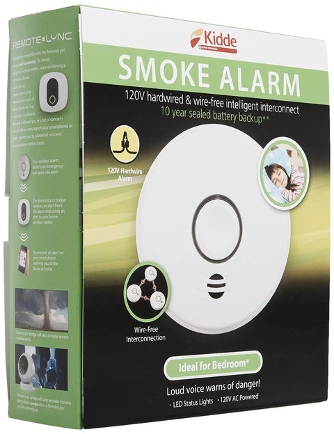 Box of Wireless Smoke Detector With 10 Year Battery Voice Alerts Photoelectric Sensor Wire Free Smoke Alarm White Finish
