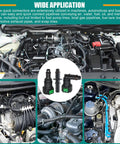 30 Piece Fuel Line Quick Connector Set For SAE 5/16 Inch Hoses in automotive engine usage, featuring assorted fittings and connectors