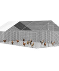 Big Walk In Chicken Coop With Run Galvanized Poultry Enclosure With Waterproof UV Cover And Secure Lock Sturdy Steel Frame