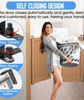 Woman carrying laundry through door with Heavy Duty Self Closing Saloon Door Hinges 304 Stainless Steel Self Return Dual Swing Cafe Hinges
