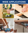 Wide applications showing Top Shelf 410 Stainless Steel Deck Screws Number 8 X 1.5 Inch 150 Piece Pack in use for outdoor wood jobs.