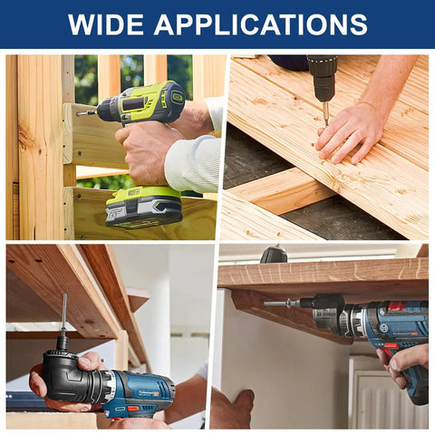 Wide applications showing Top Shelf 410 Stainless Steel Deck Screws Number 8 X 1.5 Inch 150 Piece Pack in use for outdoor wood jobs.