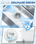 Comparison between bottom drain with angled base and side drain with residual water for better drainage design.